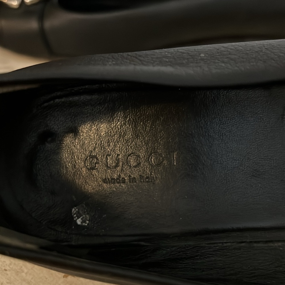 Gucci Sachalin Black Leather Logo Ballet Flats size 39.5 - Picture 9 of 11